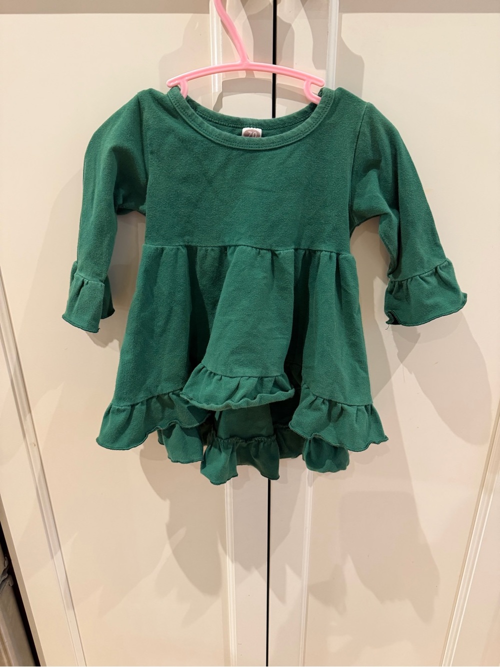 Girls' 9-12m Green Ruffle Long-Sleeve dress